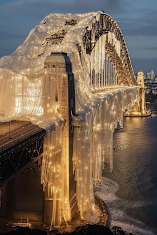AI digital makeover for Sydney's Harbour Bridge on Christmas Day. 