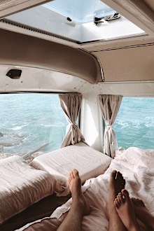 Harry Vick, van life influencer. Van water views