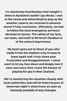 Elton John shared a message to disappointed fans on Friday night.