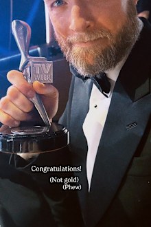 Hamish Blake with his Logie after the 2025 show