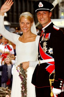 Prince Haakon and Princess Mette-Marit on their wedding day, 2001.