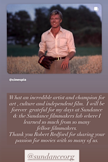 Reese Witherspoon shares tribute to Robert Redford after his death