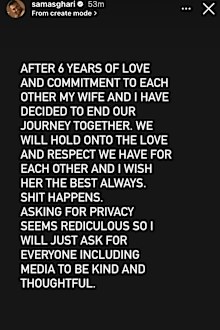 Sam Asghari has confirmed on Instagram that he and Britney Spears will be divorcing.