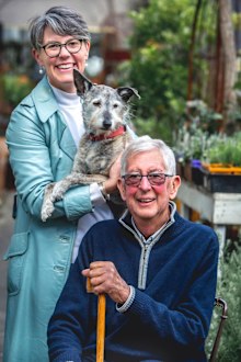 Jane Crowley with father Athol Salter, both are vintage and antique specialists