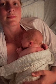 Sarah Sjöström with son Adrian