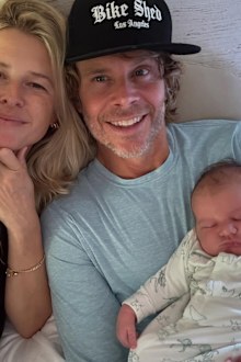 Sarah Wright Olsen and Eric Christian Olsen with their baby girl Ocean Rain Olsen