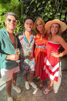 Jules Robinson posed alongside Kerry Knight and Johnny Balbuziente at the event cameron merchant 