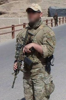 Former Australian soldier Shane Healey pictured on patrol in 2012 in southern Afghanistan 