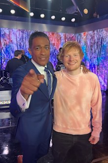 Good Morning America host TJ Holmes and Ed Sheeran.