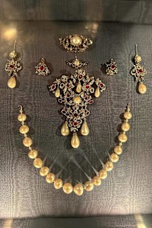 The Pearl Ruby Danish Crown Jewels on display.