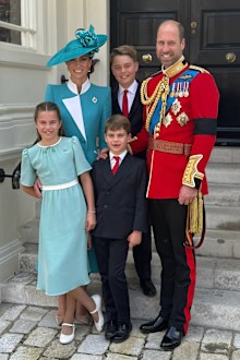 Prince William and Catherine, the Prince and Princess of Wales, with Prince George, Princess Charlotte and Prince Louis at Trooping the Colour in June, 2025.