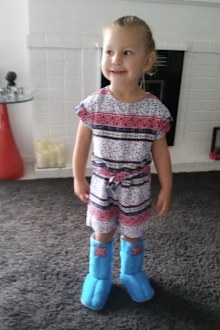 Mia-Rose has to wear large, roomy shoes due to her congenital lymphoedema.