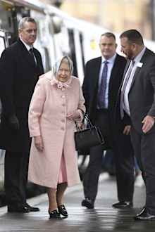 Britain's Queen Elizabeth arrives at King's Lynn railway station in Norfolk, after travelling from London at the start of her traditional Christmas break, which will be spent on the Royal estate at Sandringham