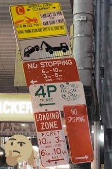 Ben Fordham snapped this photo of a confusing parking sign on Sydney's Pitt Street.