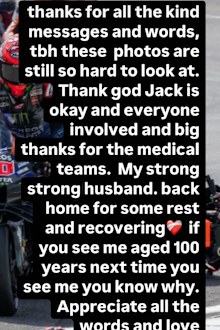 Ruby Miller's post after Jack's accident