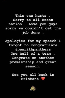 Adam Reynolds took to his Instagram to say sorry to Penrith. (@rendiggiti7)