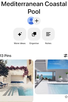 Pinterest board with images in a Mediterranean coastal style