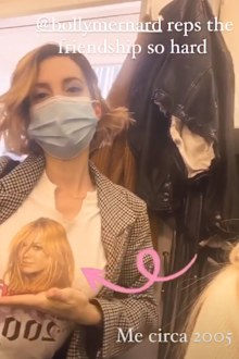 Molly Bernhard pays tribute to co-star Hilary Duff's pop star past on set of Younger Season 7.