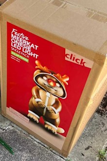 Bunnings Christmas decorations meerkat statue