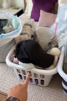 Cleaner Vanesa Amaro showed how much she collected using the laundry basket decluttering method