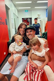 Pat Cummins and Becky Cummins with their kids at the Ashes