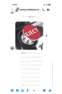 Lehrmann said after The Project broadcast a red "eject" button was posted in a Facebook chat.