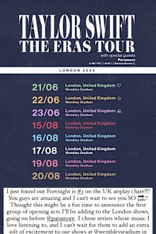 Taylor Swift announces three new support acts for her London shows.
