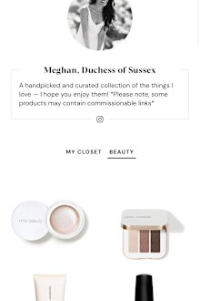 The ShopMy page by Meghan, the Duchess of Sussex