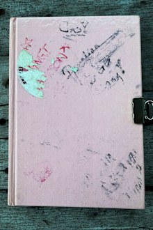 Amelie's childhood diary, in which she tested out her prospective signature as "Amelie Brock."