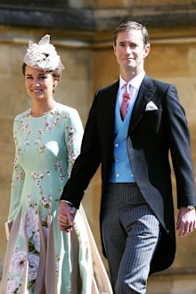 WINDSOR, ENGLAND - MAY 19:  Pippa Middleton and James Matthews arrive at the wedding of Prince Harry to Ms Meghan Markle at St George's Chapel, Windsor Castle on May 19, 2018 in Windsor, England.  (Photo by Chris Jackson/Getty Images)