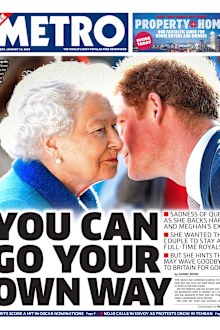The Metro UK front pages Prince Harry Meghan Markle royal exit