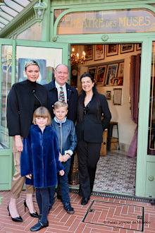 Princess Charlene, Prince Albert II of Monaco, Prince Jacques and Princess Gabriella on Prince Albert's 65th birthday March 14 2023.