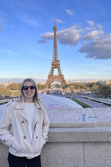 Teagan Devitt poses in Paris, one of the most popular destinations in Europe.
