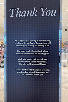 David Jones closing two locations Castle Hill and Tuggerah