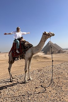 Riding a camel in Egypt was a bucket-list moment for Teagan Devitt.