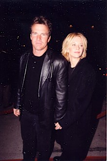 Dennis Quaid and Meg Ryan at the premiere of Hurlyburly in Los Angeles, 1998.