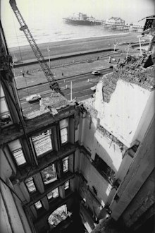 The bomb exploded upwards, collapsing a chimney that fell through the building.