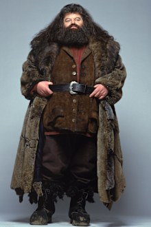 Robbie Coltrane in costume as Hagrid for Harry Potter and The Philosophers Stone