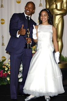 Jamie Foxx, daughter Corinne Foxx. Oscars 2005