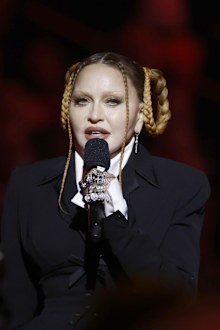 Madonna speaks onstage during the 65th GRAMMY Awards at Crypto.com Arena on February 05, 2023 in Los Angeles, California.
