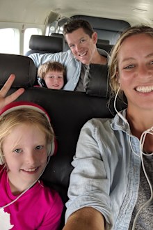 Margaret Bensfield Sullivan travelling with her husband and children