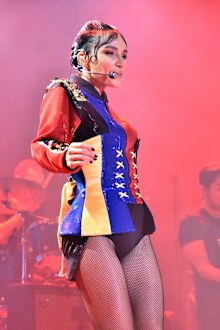 Turkish pop star Gulsen performs during a concert in Istanbul, on April 10, 2016. 