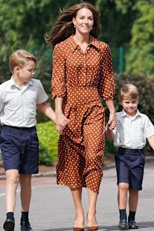 Prince George, Princess Charlotte and Prince Louis, accompanied by their parents the Duke and Duchess of Cambridge, arrive for a settling in afternoon at Lambrook School, near Ascot in Berkshire, September 7, 2022. PA Photo. 