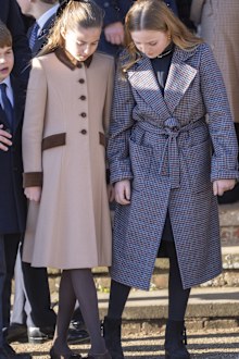 Princess Charlotte and Mia Tindall attend the Christmas Morning Service at St Mary Magdalene Church on December 25, 2025 in Sandringham, Norfolk.