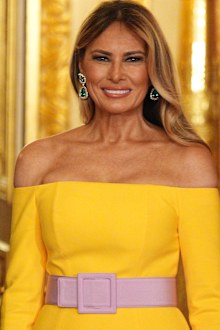 WINDSOR, ENGLAND - SEPTEMBER 17:  First Lady Melania Trump arrives for the State Banquet hosted by King Charles III and members of the Royal Family at Windsor Castle during the state visit by the President of the United States of America on September 17, 2025 in Windsor, England. President Trump is in England from Sept. 16-18 on his second UK state visit, with the previous one taking place in 2019 during his first presidential term.  (Photo by Aaron Chown-WPA Pool/Getty Images)