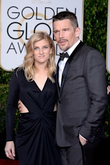 Ethan Hawke and Ryan Shawhughes arrive to the 72nd Annual Golden Globe Awards held at the Beverly Hilton Hotel on January 11, 2015. 