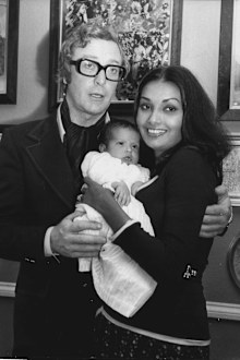 Shakira Caine and Michael Caine and newborn baby Natasha Halima Caine.