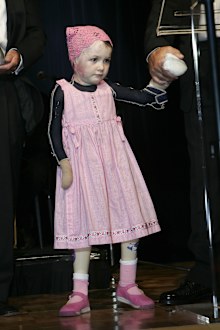 Sophie Delezio walks in public for the first time at the Variety Heart Awards 2005 at the Sofitel Wentworth Hotel March 21, 2005 in Sydney, Australia.  