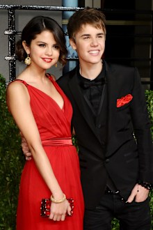 Selena Gomez and Justin Bieber arrive at the Vanity Fair Oscar party hosted by Graydon Carter held at Sunset Tower on February 27, 2011 in West Hollywood, California.
