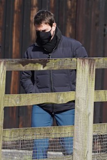 Tom Cruise is seen on the set of a new Mission Impossible film on April 21, 2021 in Yorkshire, England.